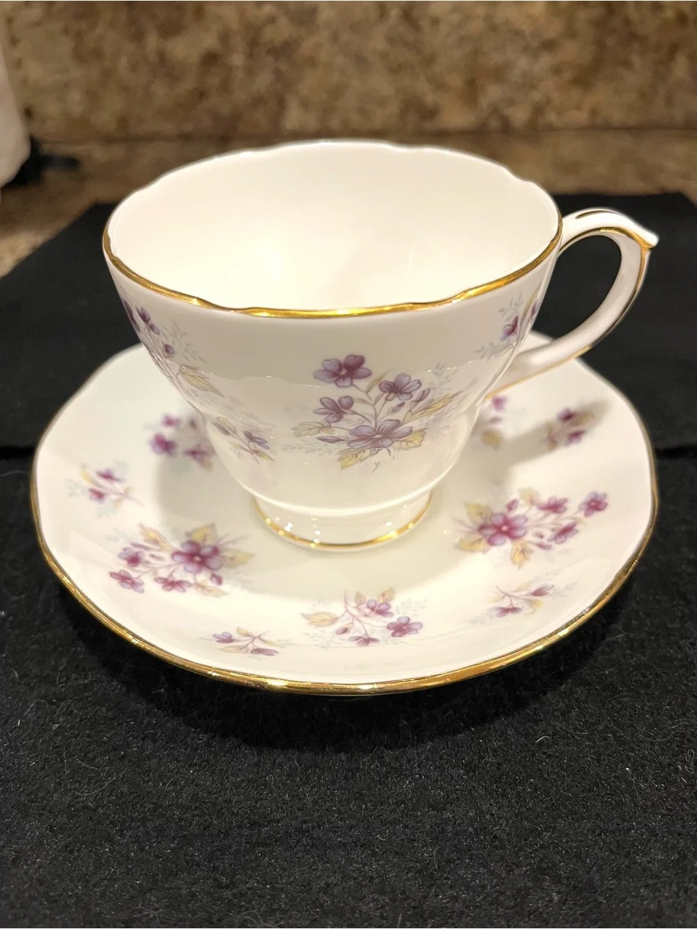 Vintage Duchess Woodside Purple Floral Tea Cup and Saucer Made in England